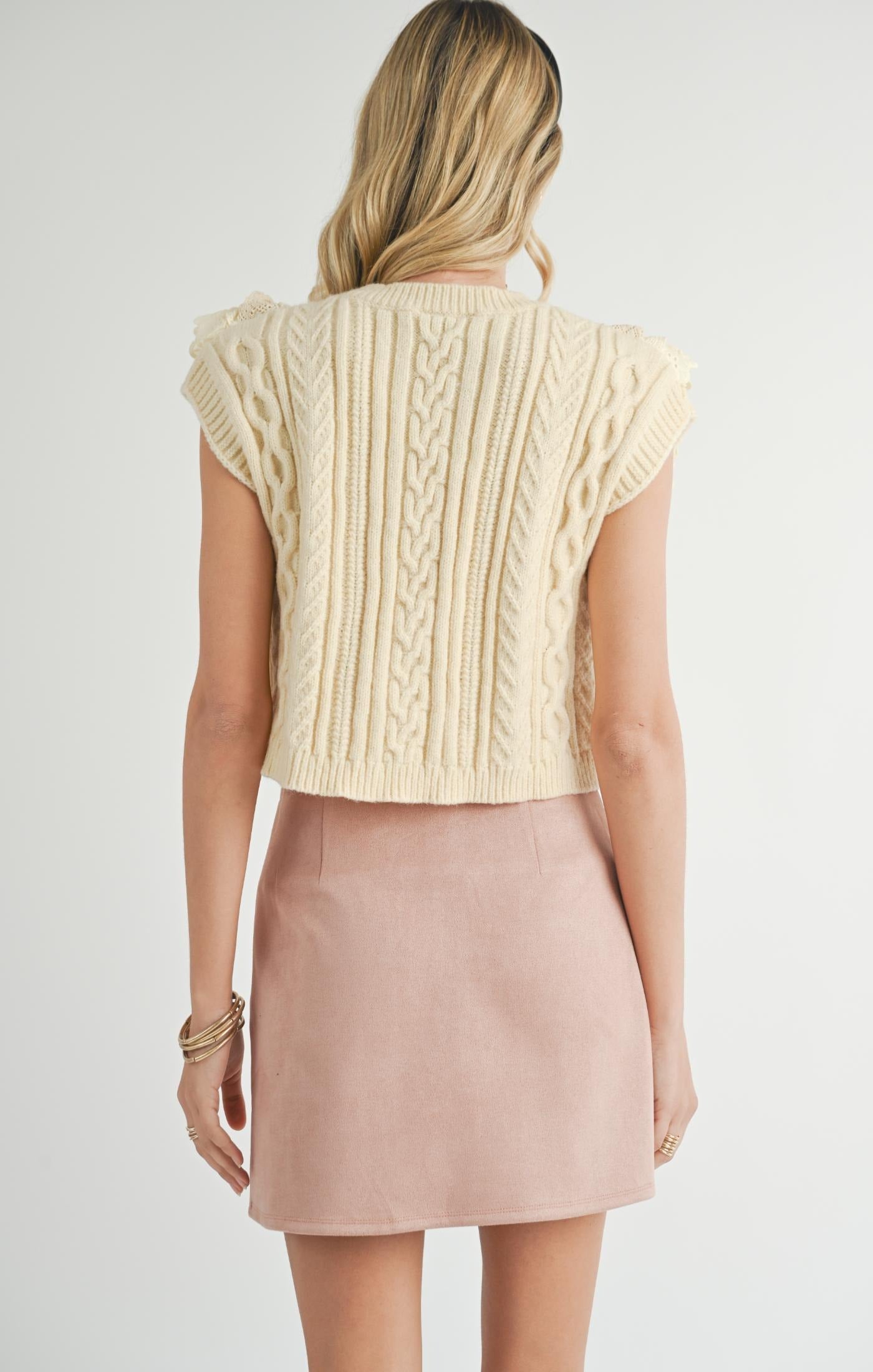 Vicki Lace Ruffles Sweater Tank back