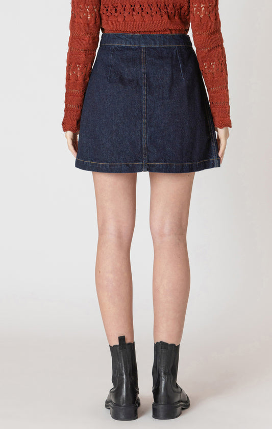 Button Front Denim Mini