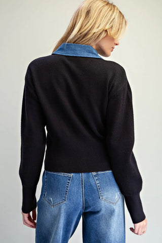 Denim Collar Cardi