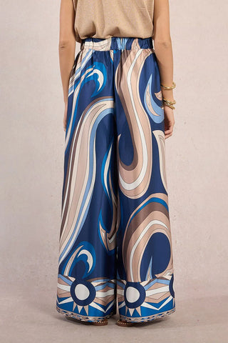 Wide Navy Print Pant