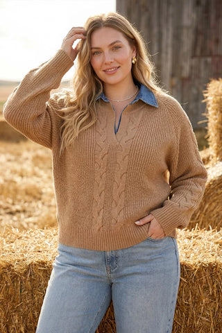 Denim Collar Sweater