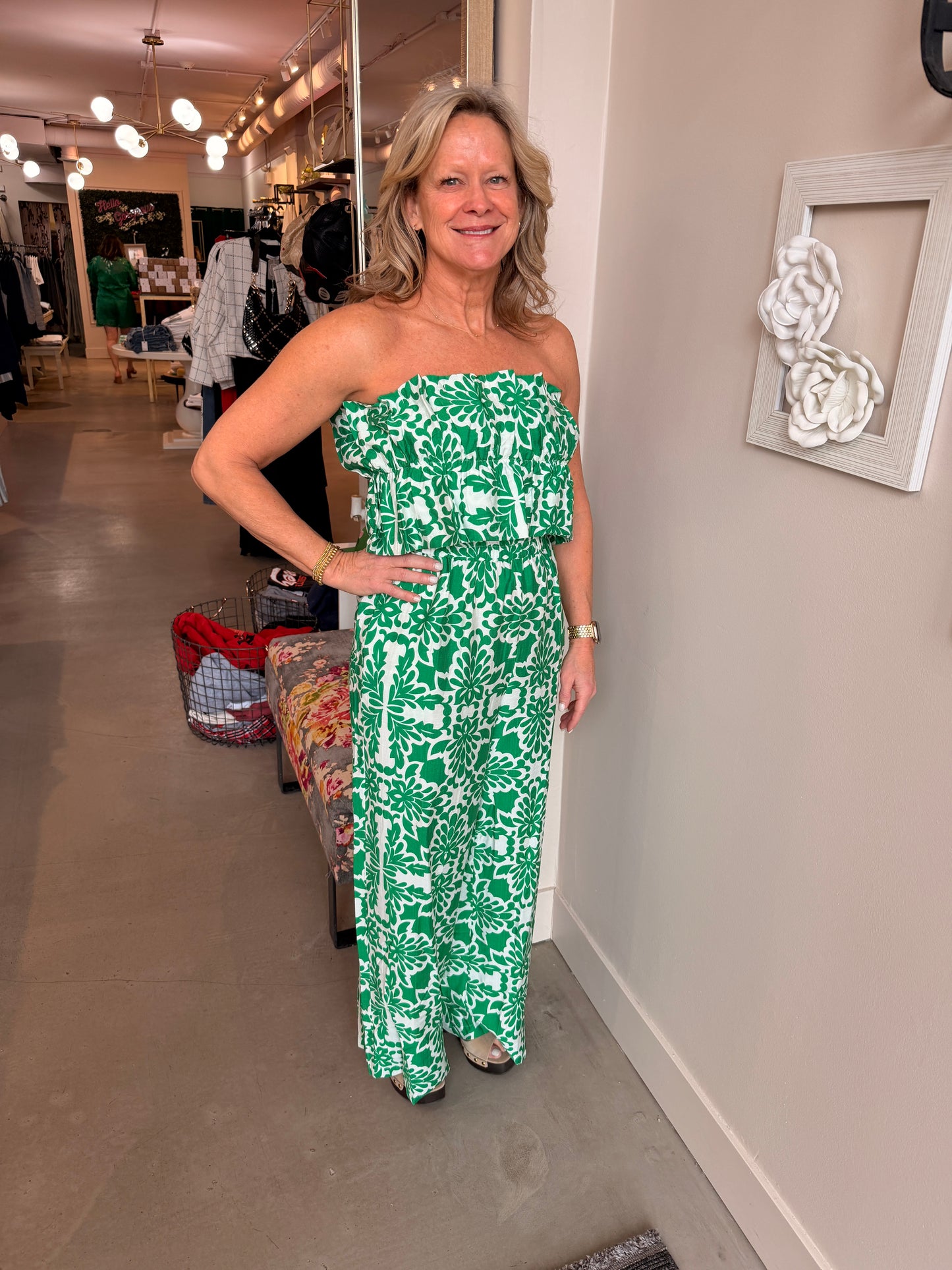 Wide Leg Strapless Jumpsuit