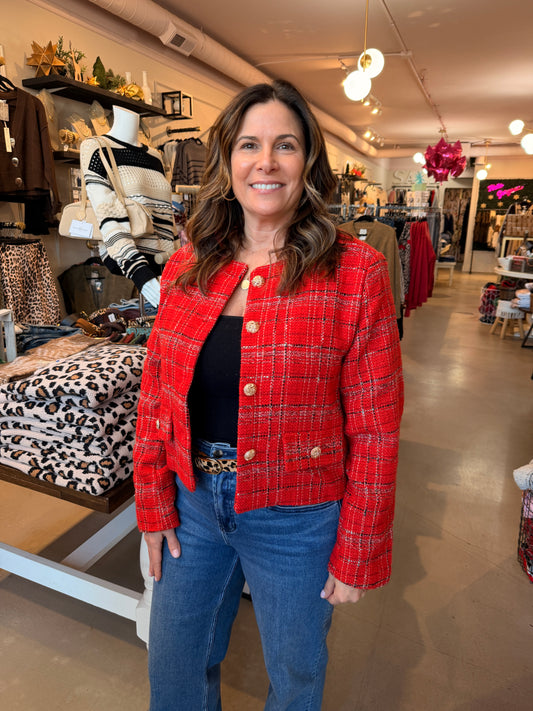 Red Plaid Blazer