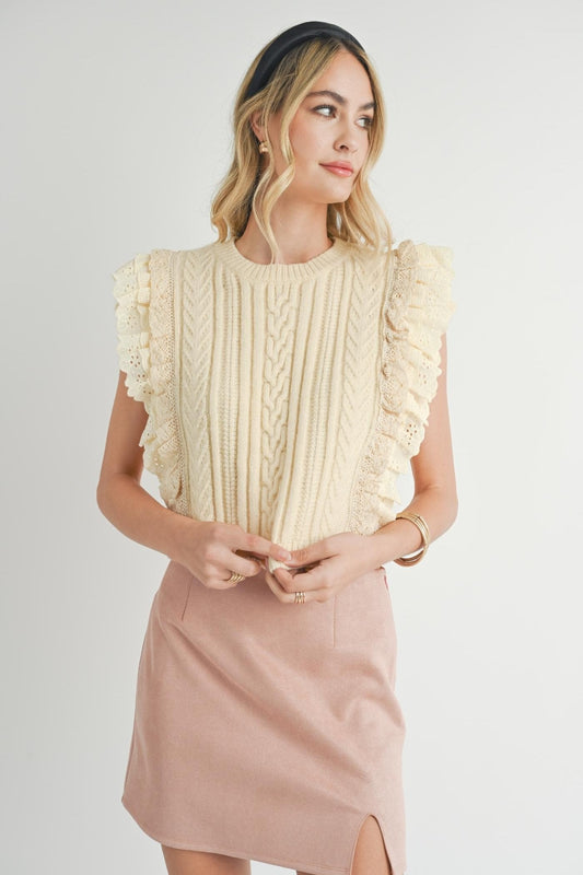 Vicki Lace Ruffles Sweater Tank