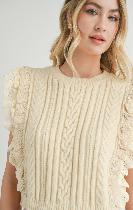 Vicki Lace Ruffles Sweater Tank