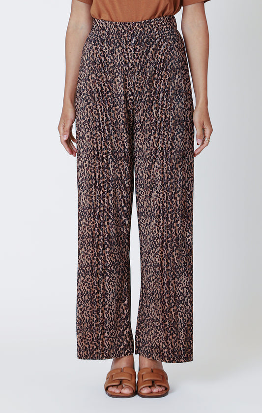 Pleated Wide Leopard Pant