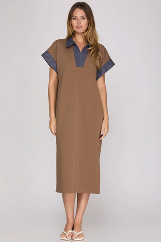 Contrast Collar Midi