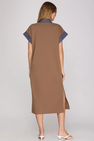 Contrast Collar Midi