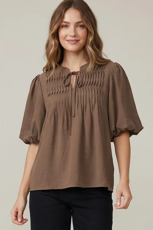 Puff Slve Pintuck Top