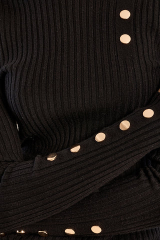 Rib Knit W/ Gold Buttons