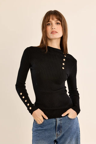 Rib Knit W/ Gold Buttons
