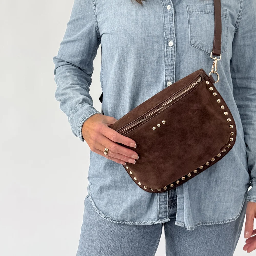 Sabrina Studded Suede Bag