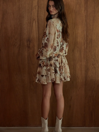 Tan Floral Dress