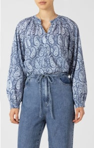 Blue/White Paisley Top