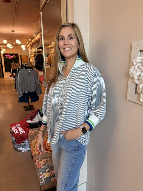 1/2 Zip Striped Zip